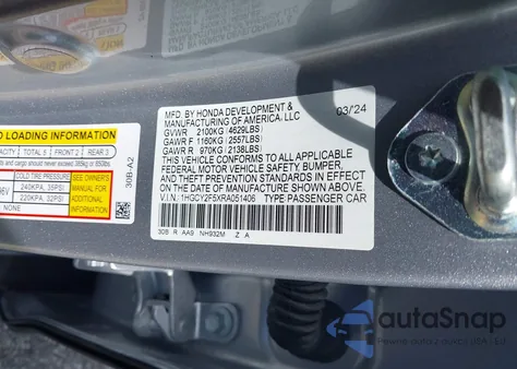 2024 Honda Accord Hybrid Sport z USA, uszkodzony, nr VIN 1HGCY2F5XRA051406